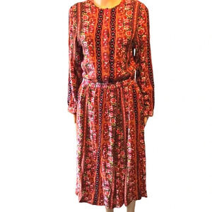 Vtg 90s Leslie Fay Floral  Women Matching Set Skirt and Buttons up Top Size 14